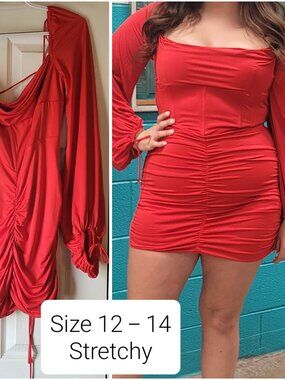 Red stretchy short dress. Size 12